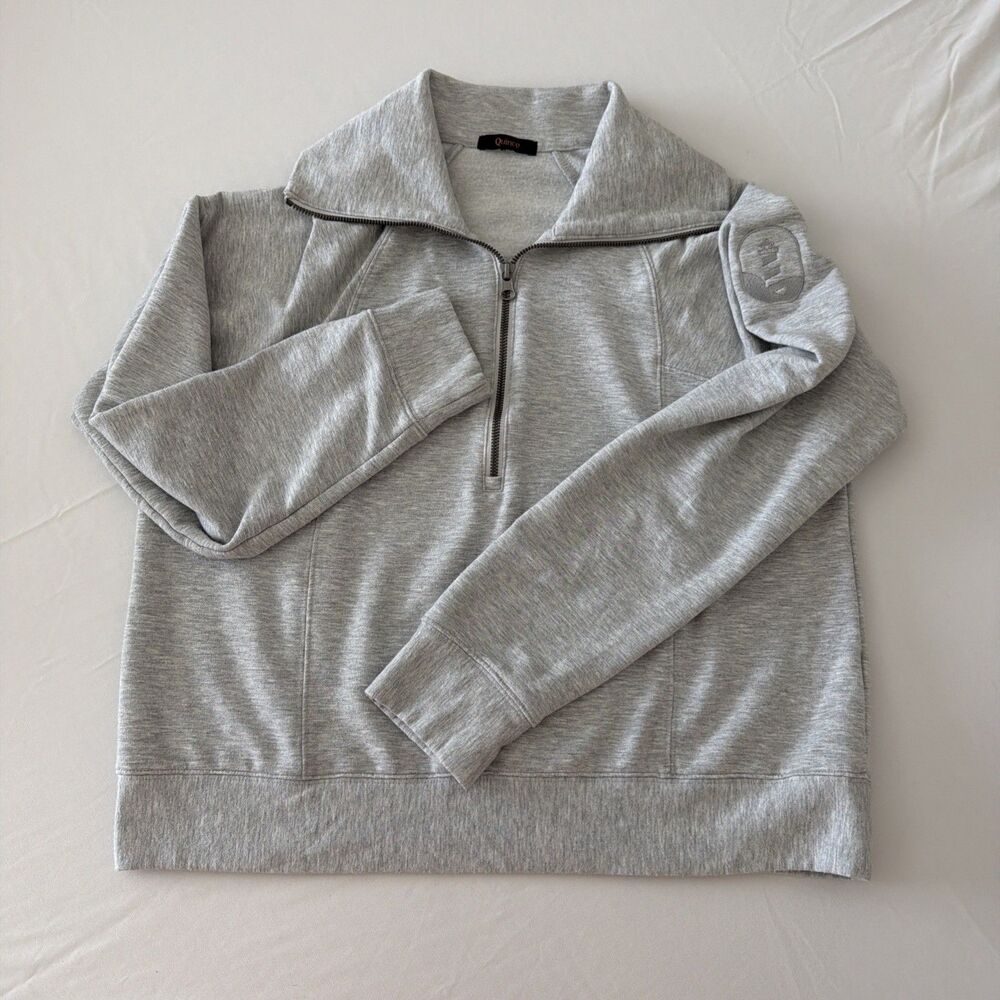 Quince M Supersoft Fleece Half Zip Heather Gray Long Sleeve Pullover Lighthouse - Picture 6 of 14